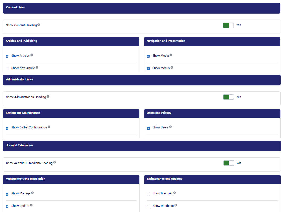Configure your Joomla! shortcuts