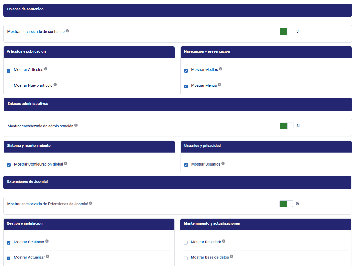 Configure sus accesos Joomla!